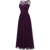 Lange Avondjurk Dames – Kanten Cocktailjurk Maxi Jurk Voor Feest – Chiffon Galajurk Met Ronde Hals – Ankle Length Jurk Voor Trouwfeest Ceremonie Prom Bruidsmeisje – Elegante Jurk Met Effen Kleur – XL Maat 142cm Lang