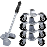 5 Delig - Heavy Duty - 3-Wiel Verhuis Dolly Set - 15 cm Stalen Tri-Dolly - Ergonomisch Verhuissysteem voor Zware Ladingen tot 400 kg - Voor Meubels, Apparaten en Industriële Gebruiken - Inclusief 4 Wielen en Lifter