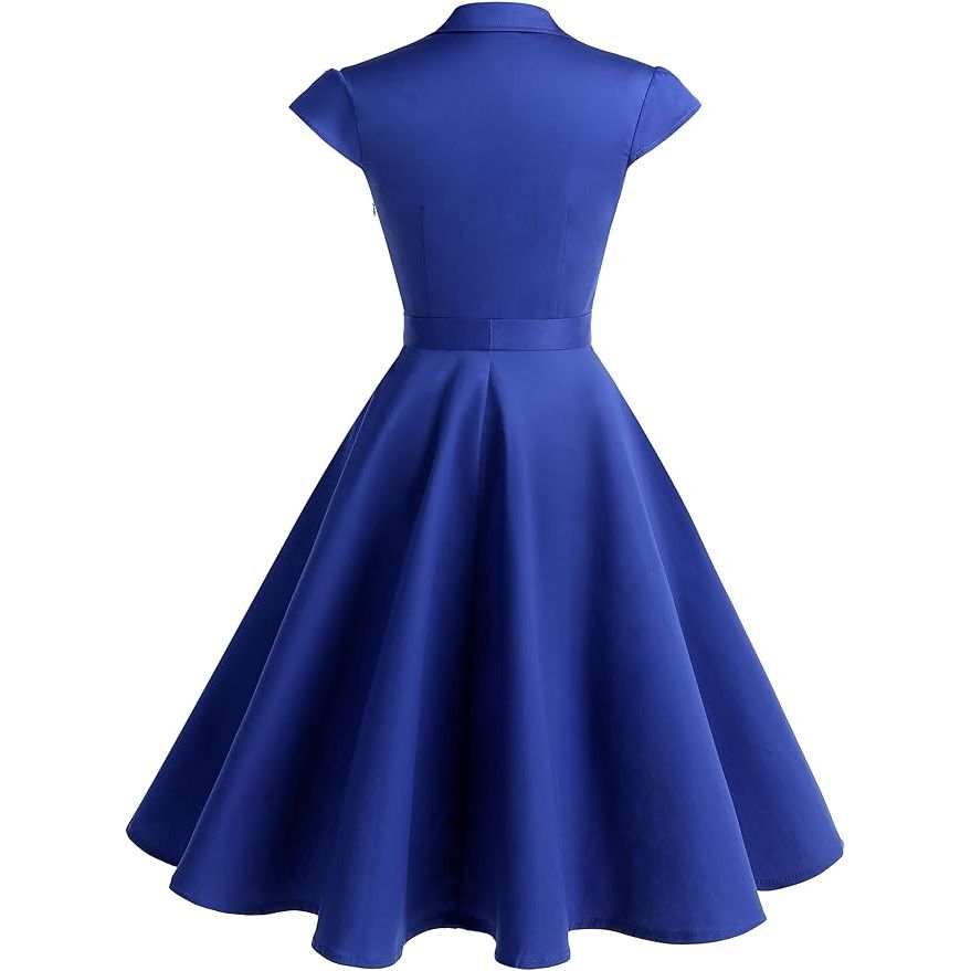 1950s Retro Swing Jurk voor Dames – Vintage Rockabilly Cocktailjurk – Met Capmouwtjes, V-Hals en Verwijderbare Riem – A-lijn Silhouet – Knielang – Perfect Voor Feestjes, Bruiloften, Proms en Themafeesten