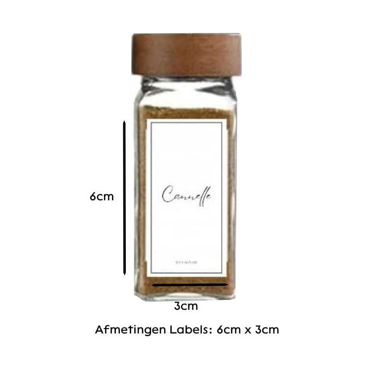 281 Stuks Spice Jar Labels - 6 x 3 CM - Minimalistische en Moderne Vinyl Stickers voor Kruidenpotten - Voorraadpot Labels in Frans, Engels en Spaans - Waterdicht en Duurzaam - Inclusief Liniaal en Checklist - Klaar voor Gebruik