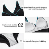 Afslankend Dames Badpak Maat 50 - Eén Stuk Grote Maten - Modieus Gestreept Ontwerp - Buikplatmakend - Gekruist Lijfje - Perfecte Vorm en Ondersteuning