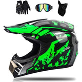 Motorcross Helm Set – DOT Goedgekeurde Integrale Helm met Handschoenen, Bril en Masker – Unisex Motorhelm voor Enduro, Quad, Crossmotor en Mountainbike – Maat XL (58–59 cm), Model B