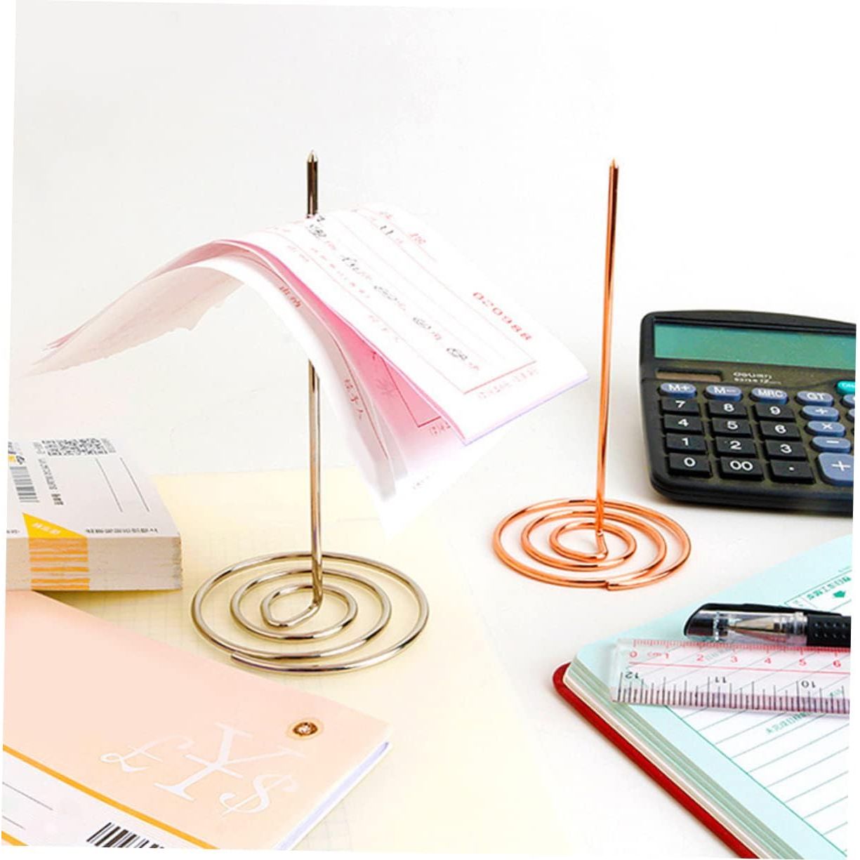 Set van 2 Stuks Metalen Bon Houder Sticks – Stevig en Duurzaam – Veilig Gebruik met Ronde Basis en Rubberen Dop – Perfect voor Kantoor en Horeca – Afmetingen 14,5 x 7,5 cm