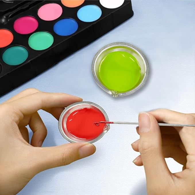 2 Delig - Zilveren Roestvrijstalen Verfmengset & Verfbakje  – Lichtgewicht, Perfect voor Airbrush Schilderen en Hobby Bouwgereedschap