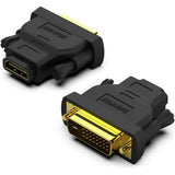 2 Stuks - DVI Naar HDMI Adapter - Bidirectionele HDMI Naar DVI-D Adapter - Goudkleurige Connectoren - Ondersteunt 1080p Full HD - Handige 2-Pack Voor Thuis en Kantoor - Duurzame Verbindingsoplossing Voor Computers, Monitoren en Projectoren