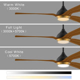 Reiga 132 CM Plafondventilator met Downrod Montage, Licht en Afstandsbediening - 3-Kleurige Eikenblad Set voor Binnen en Buiten - 6 Temperatuurstanden met 3 Kleuren - Modern Ontwerp voor Energie-efficiëntie