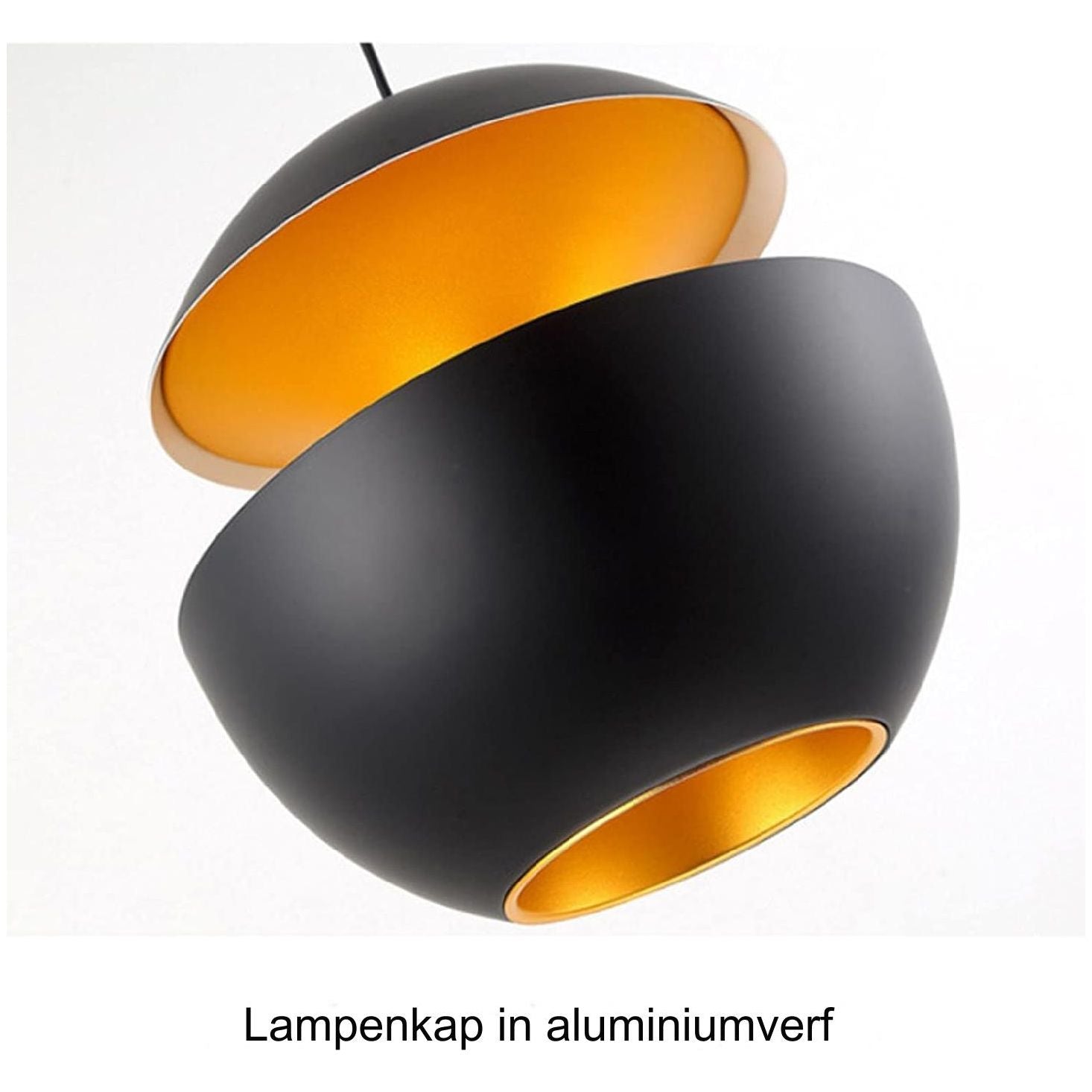 Nordic Modern Retro Luxe Hanglamp - Vintage Industriële E27 Edison Fitting - Enkelvoudige Kop - Keuken Eiland Cafe Pendelverlichting - Zwart - Diameter 35 cm - Voor Woonkamer, Slaapkamer, Kantoor - Scandinavisch Design