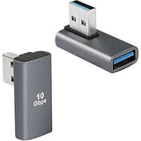 QIANRENON USB 3.1 90° Hoekadapters - USB A Plug naar Bus, 10Gbps, Ideaal voor Dataoverdracht en Opladen - Aluminium Behuizing, Plug-and-Play, Compatibel met USB 3.0/2.0/1.0