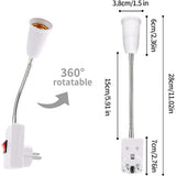 2-Stuks-Flexibele-Lampvoet-met-Schakelaar-Voor-E27-Lampen-360 Graden-Verstelbaar-Ideaal-Voor-Woonkamer-Slaapkamer-Keuken-Garage-Wit