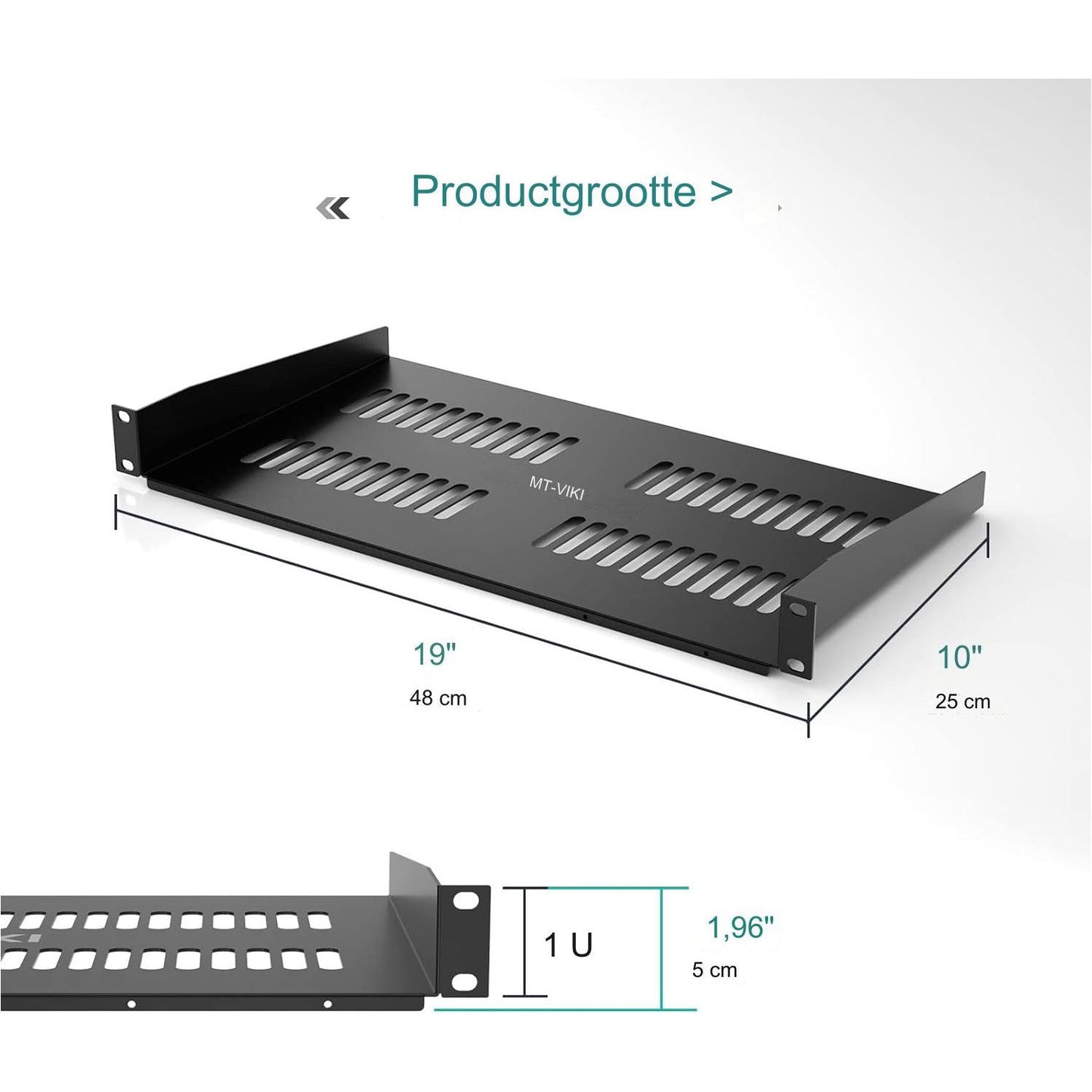 2 Pak Serverrek Plank 10" Diep - Universele Geventileerde Cantilever Lade voor 19" Netwerkapparatuurrek & Kast - Zwart - Stevig & Duurzaam - Optimaal Gebruik van Ruimte - Eenvoudige Installatie - Betrouwbare Ondersteuning - Hoogwaardig Materiaal