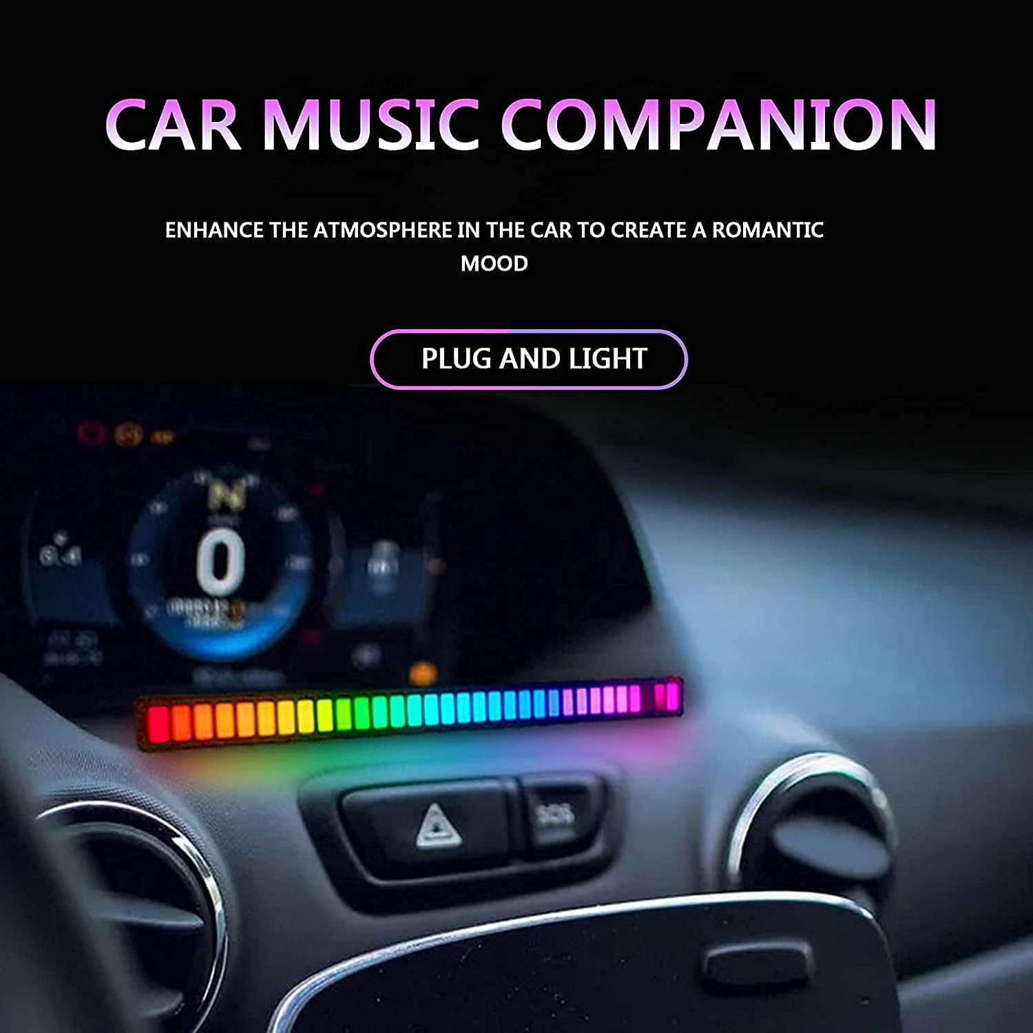 SoundbarRGB ritme lamp muziek visualizer – voice control audio spectrum LED light bar – USB Type C sound control lichtbalk met 32 LED kleuren – desktop auto gaming sfeerverlichting equalizer lamp zwart