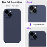 iPhone 15 Hoesje 6.1 Inch – Siliconen Telefoonhoes Midnight Blue – Met 2x Screenprotector – Schokbestendige Volledige Bescherming – Zachte Vloeibare Silicone Backcover – Krasbestendig Antistof Hoes Voor Apple iPhone 15