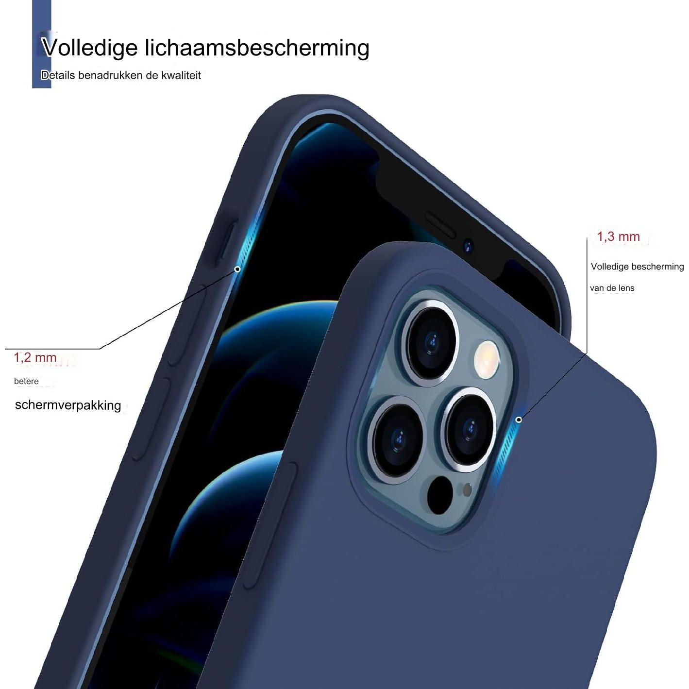 iPhone 12 & 12 Pro Case - 6.1 inch - Compatibel met beide modellen (6.1 inch). Slank ontwerp van vloeibare siliconen met 3 lagen voor volledige bescherming, Zacht, flexibel en volledig bedekkend voor optimale grip en bescherming