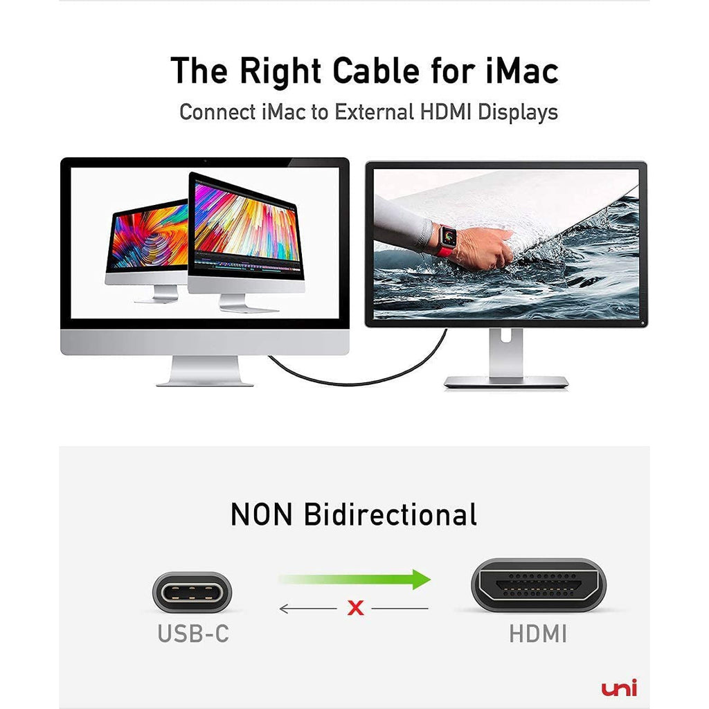 Lange - USB C naar HDMI kabel - 4K @ 60Hz - USB Type C naar HDMI kabel - Compatibel met Thunderbolt 3 - voor MacBook Pro, MacBook Air, iPad Pro, Surface Book 2, Samsung S10 en meer - 1,8 m / 6 ft - Grijs