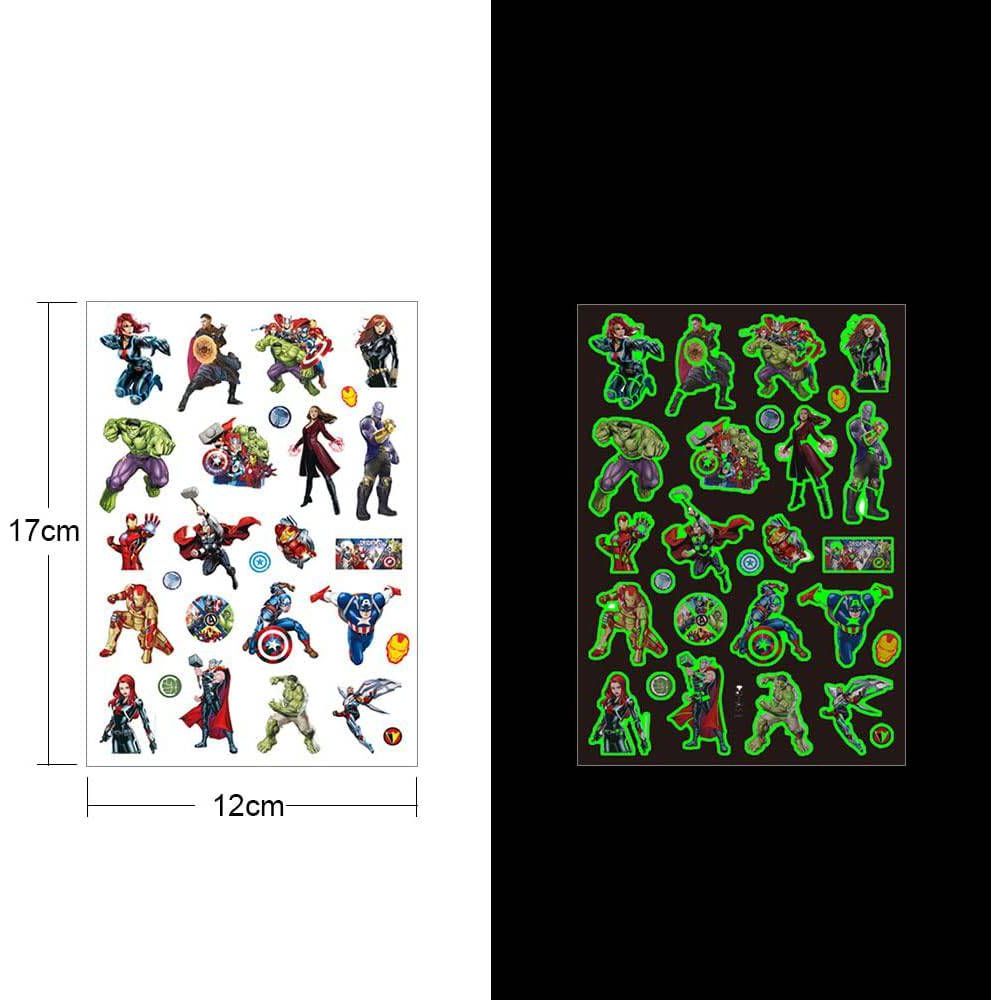 Glow In The Dark Superhelden Tijdelijke Tattoos voor Kinderen - Waterdichte Luminous Nep Tattoo Stickers voor Jongens en Meisjes, Verjaardagscadeau en Feestzakvulling - DIY - Set van 8 Vellen