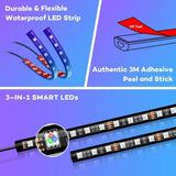 RGB LED Auto Neon Strip Licht Kit - 12V met Afstandsbediening en USB, Multikleur voor Interieurverlichting