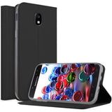 Galaxy J7 (2017) Hoesje - Premium Mobiel Telefoon Flip Cover voor Samsung Galaxy J7 Hoesje [Ingebouwde Magneet] Boek Hoesje PU Leren Hoesje [J7 J730], Zwart - Bescherm uw telefoon met stijl en duurzaamheid met dit premium PU lederen hoesje