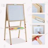 2-in-1 - Dubbelzijdige Kunst Easel - Verstelbare Hoogte - Kinder Schoolbord en Whiteboard - Magnetische Tekentafel - Inclusief Accessoires, Krijt en Spons - Voor Peuters en Kinderen