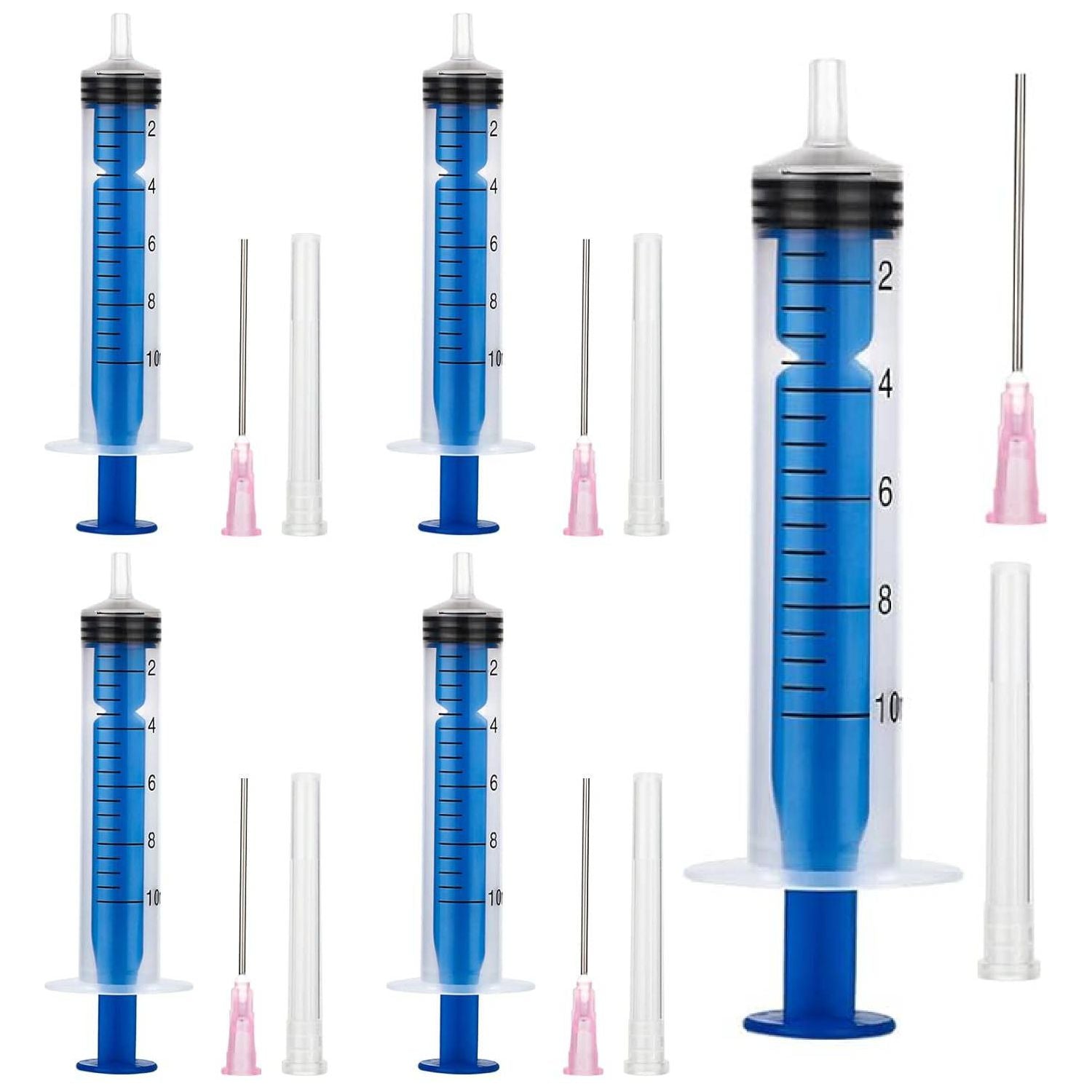5 Stuks - 10 ml Spuitset met Stompe Naalden - Herbruikbare Kunststof Doseerspuiten - Inclusief Luchtdichte Doppen - Voor Hobby, Doe-Het-Zelf, Huisdierverzorging en Cosmetica