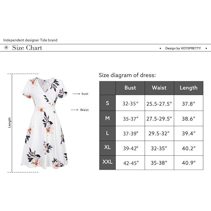 V-Hals Zomerjurk Dames - Kort Mouwloos - Midi Jurk met Plooitaille en Zakken - Elegante Wikkeljurk - Casual Strandjurk - Bloemenprint - Luchtige Zomerjurk - Maat S
