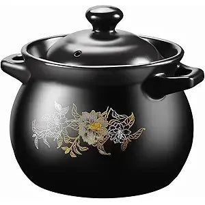 Zwarte Keramische Stoofpot met Deksel – 4 Liter Aardenwerk Casserole Pan – Hittebestendige Kookpot van Loodvrij Keramiek – Voor Soep, Stoof, Hotpot, Bibimbap, Rijst en Ovenschotels – Ovenbestendig, Magnetronbestendig en Afwasmachinebestendig