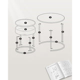 2 Stuks – Ronde Salontafelset Met Opbergruimte – VASAGLE Bijzettafels In Natuurlijk Walnoot En Inktzwart – Nestbare Tafels Met Verborgen Opbergvak – 60 En 44 cm Diameter – Moderne Woonkamertafels Met Stalen Frame En Opstaande Rand