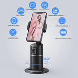 Auto Face Tracking Phone Holder - 360° Rotating Camera Mount for Live Streaming and Vlogs - Smart AI Tracking, No App Required - Adjustable Phone Mount with Rechargeable Battery for Video Calls and Social Media