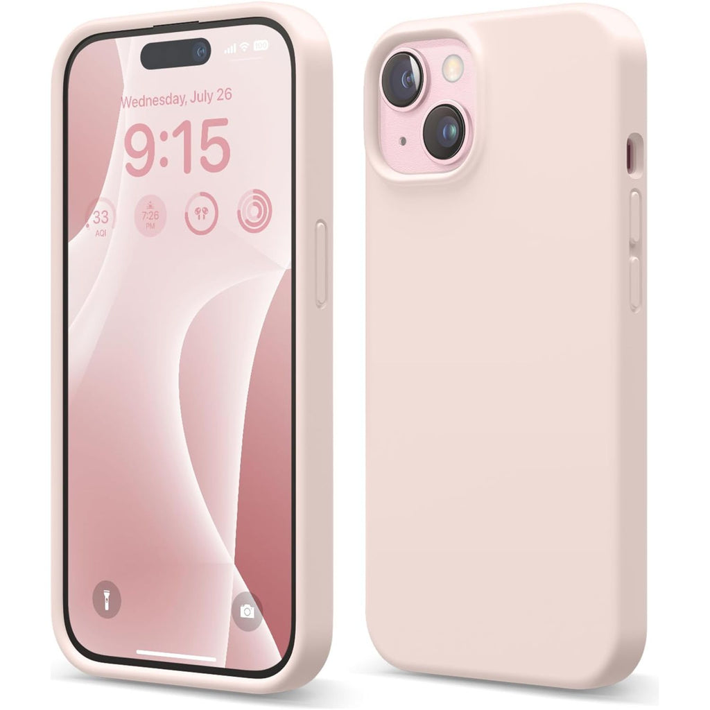 iPhone 15 Hoesje - Vloeibare siliconen hoes, compatibel met iPhone 15. Premium kwaliteit met volledige bescherming dankzij 4-laagse schokbestendige structuur. Zachte microfiber voering voorkomt krassen. Beschikbaar in lieflijk roze