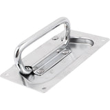 Heavy Duty Inbouw Handgreep – Rechthoekig – Metaal – 132 x 80 mm – Verzinkte Toolbox Greep – Zilver – Voor Aluminium Koffer, Gereedschapskist, Deur of Lade – 4 Gats Bevestiging – Zonder Schroeven