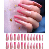 Hot Pink French Press on Nails - Designer Fake Nagels voor een Stijlvolle Look - Langdurige Coffin Acryl Nagels (Glanzend) - 24 Stuks
