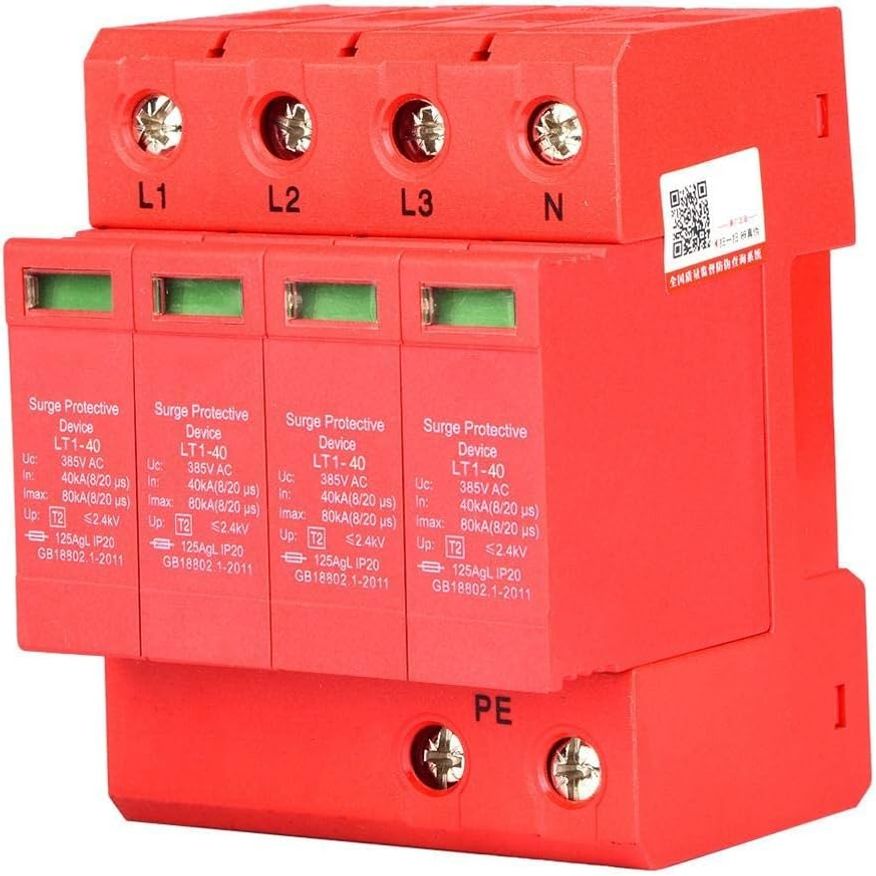 Thuis Overspanningsbeveiliging - 4P - 40KA - Laagspanning - Dissipator - 20A - 385V - Flits - Dissipator  Apparaat  Met Hoge Kwaliteit Precisie - Chips - Geschikt - Voor Thuis - Rood