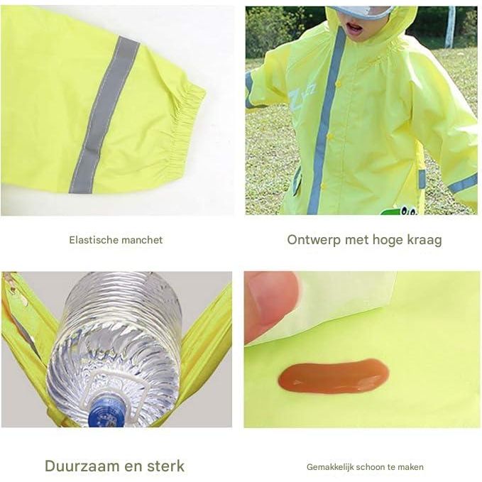 Ademende Kinderen Regenjas - T-Rex Dinosaurus -  Jongens Meisjes - Regenoverall met Capuchon en Reflectoren - Waterdichte Regenponcho - Schattig Dierenpatroon - Lichtgewicht en Herbruikbaar - Voor Kinderen 3-5 Jaar - voor School en Outdoor Activiteiten