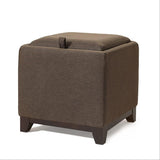 Opbergpoef Kruk – 2 in 1 Voetenbank en Salontafel met Opbergruimte – Massief Houten Frame – Katoen-Linnen Bekleding – Vierkant 40 x 38 x 40 cm – Scandinavisch Design – Nachtkastje Make-upkruk Schoenwisselkruk Bijzetkruk – Meerdere Kleuren