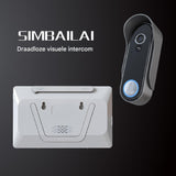 SIMBAILAI 8-Inch Draadloze Video-Intercom – Ultradunne Behuizing – 1080p Touchscreen – TUYA-App Ondersteuning – PIR Bewegingsdetectie – 160° Groothoekcamera – IP65 Waterdicht