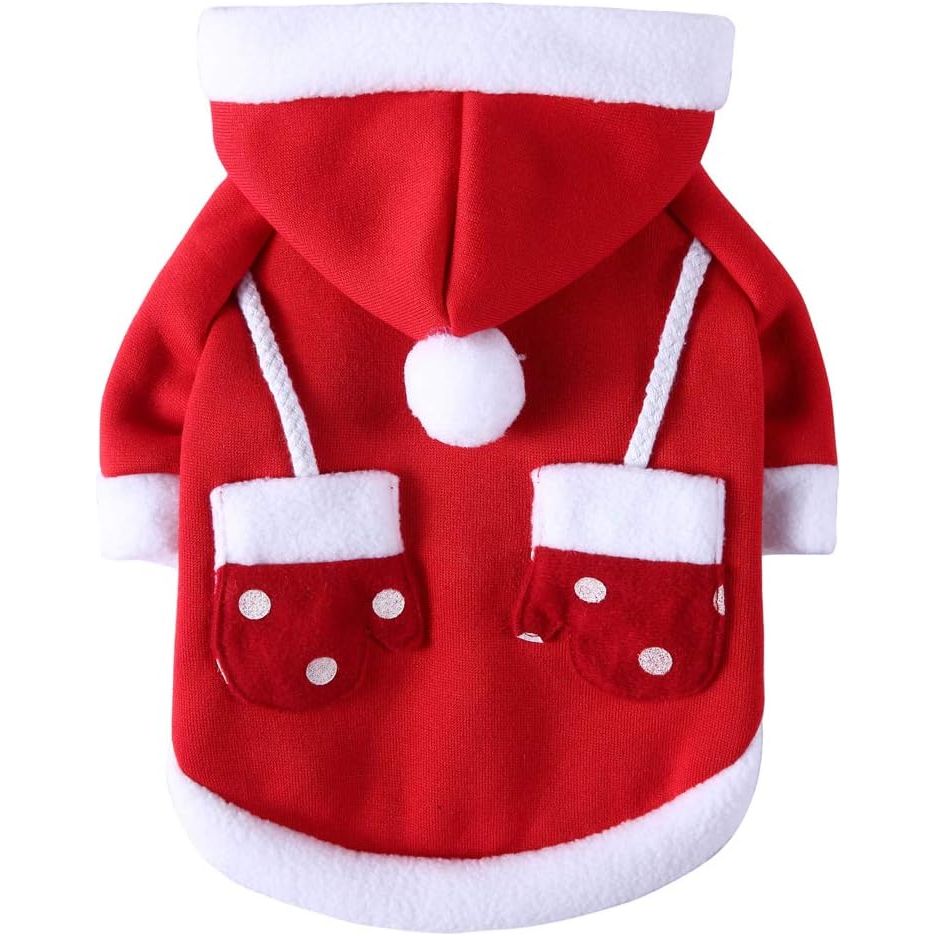 Warme Kerst-Hondenhoodie - Feestelijke Kostuumkleding voor Kleine Huisdieren - Ideaal voor Feestdagen en Familieportretten