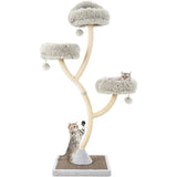 XXL Kattenboom 178 cm - 4 Etages - Kattentoren met Sisal Krabpalen - 3 Pluche Zitstokken - Hangende Pompons - Afneembare Kussens - Sterk Metalen Frame - Elegante Krabpaal voor Binnen - Beige