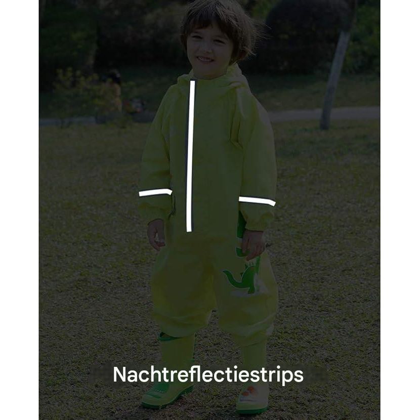 Ademende Kinderen Regenjas - T-Rex Dinosaurus -  Jongens Meisjes - Regenoverall met Capuchon en Reflectoren - Waterdichte Regenponcho - Schattig Dierenpatroon - Lichtgewicht en Herbruikbaar - Voor Kinderen 3-5 Jaar - voor School en Outdoor Activiteiten