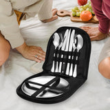 10-Delige - Campingbestekset - RVS Kampeer Servies - Bestekset Voor 2 Personen - Vorken - Lepels - Tafelmessen - Botermes - Borden - Vleestang - Opbergtas - Outdoor Picknick Servies - Kampeer Accessoire