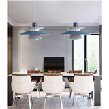 Moderne Scandinavische Hanglamp Ø30 cm – Aluminium Kleurverloop Blauw – E27 LED Plafondlamp voor Eetkamer, Woonkamer of Slaapkamer – In Hoogte Verstelbare Design Hanglamp – Elegante Kegelvormige Lamp voor Tafel of Keuken