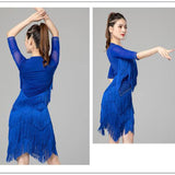 Dansjurk Ballroom, Tango, Salsa - Moderne Wals Kostuum - Dames Prestatiekleding - Blauw