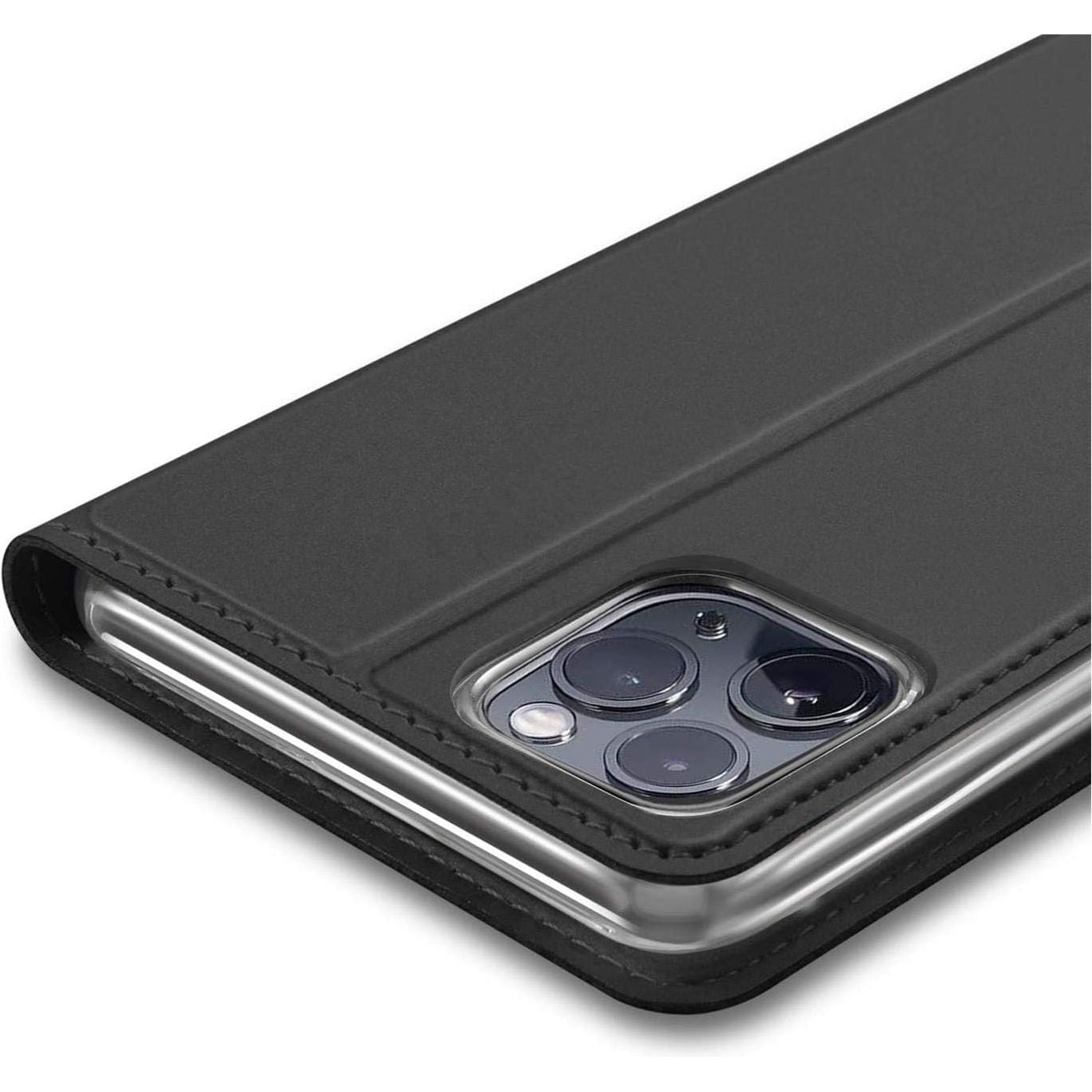 iPhone 13 Pro Max Slanke Boekhoes Zwart Wallet Case - Dunne Telefoonhoes met Kaartsleuven - Luxe Bescherming - Modieus Design - Bescherm uw telefoon in stijl met deze slanke zwarte boekhoes met handige kaartsleuven voor een praktische en modieuze ervaring