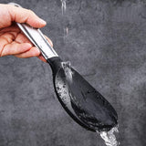 Premium Roestvrijstalen Siliconen Rijstlepel - Antikleef en Eenvoudig Te Reinigen - Ideaal voor Dagelijks Gebruik - Duurzaam en Betrouwbaar Keukengerei - 23*7 cm - Zwart