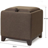 Opbergpoef Kruk – 2 in 1 Voetenbank en Salontafel met Opbergruimte – Massief Houten Frame – Katoen-Linnen Bekleding – Vierkant 40 x 38 x 40 cm – Scandinavisch Design – Nachtkastje Make-upkruk Schoenwisselkruk Bijzetkruk – Meerdere Kleuren