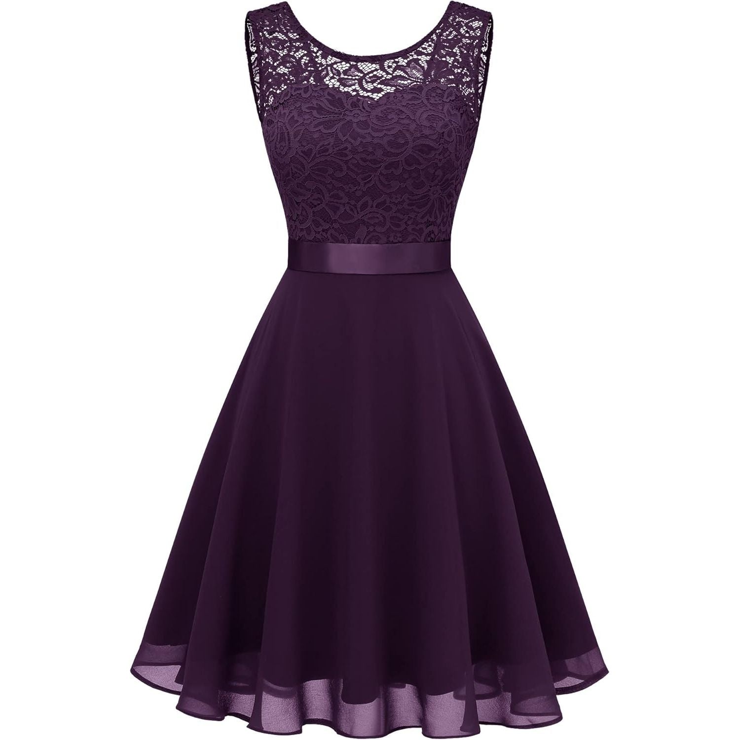 Korte Bloemenkant Bridesmaid Jurk - Elegante Party Jurk –  Cocktailjurk Met Strikceintuur – Perfect Voor Bruiloften, Proms, Feestjes en Speciaal Events (kopie)