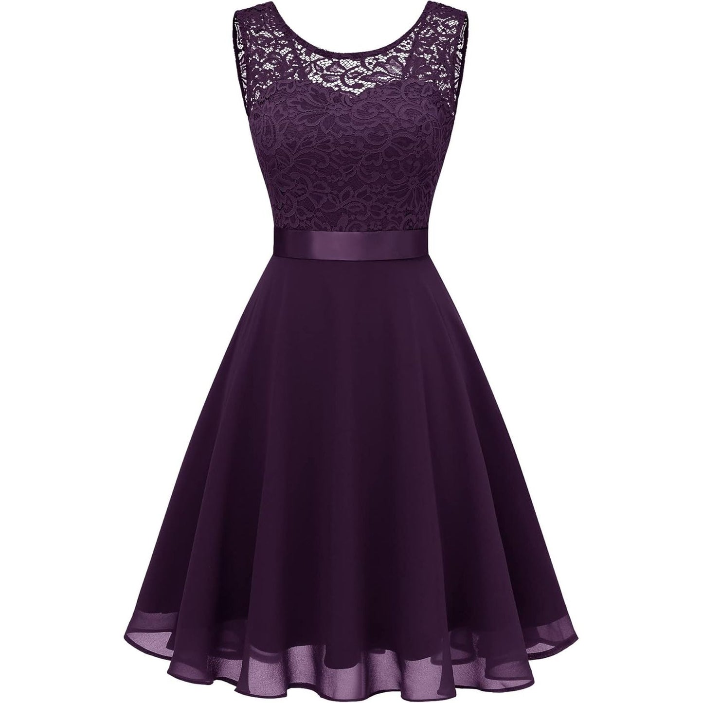 Korte Bloemenkant Bridesmaid Jurk - Elegante Party Jurk –  Cocktailjurk Met Strikceintuur – Perfect Voor Bruiloften, Proms, Feestjes en Speciaal Events (kopie)