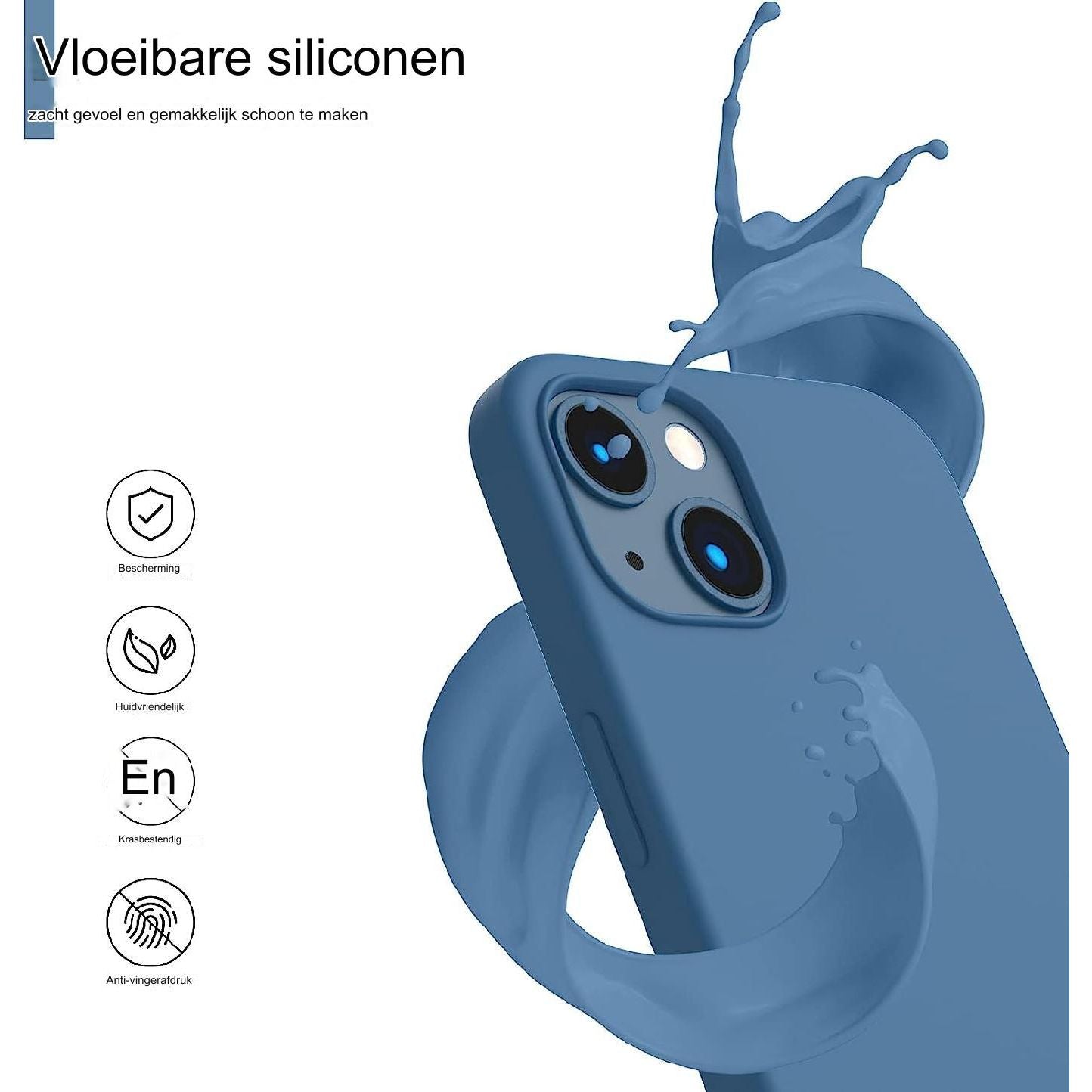iPhone 13 Hoesje 6.1 - Compatibel met iPhone 13 en iPhone 13 Pro (6.1 inch). Slank Ontwerp van Vloeibare Siliconen met 3 Lagen voor Volledige Dekking. Zacht, Flexibel en Volledig Bedekkend Zacht Gel Rubber Hoesje voor Optimale Grip en Bescherming