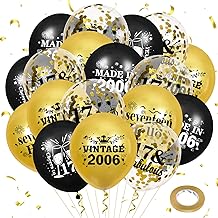 Feestelijke 17/ 21/ 30/ 50ste Verjaardagsballonnen Set - 18 Elegante Stuks in Zwart, Roségoud & Confetti - Ideaal voor Verjaardagsdecoratie van Mannen en Vrouwen - Inclusief Gouden Confetti Ballonnen, Groot Formaat voor een Onvergetelijke Viering