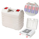 Gasfles opbergbox voor camping – draagbare kunststof opslagkoffer met handvat – gasfles en kooktoestel storage case – 38 x 35 x 17 cm – robuuste PP campingkist – gas cylinder carry case – multifunctionele outdoor opbergdoos – 1 stuk