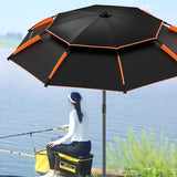 Zwarte & Oranje Terrasparasol 235 cm met Kantelmechanisme – UPF50+ UV-Bescherming, Dubbele Ventilatie, Draagtas inbegrepen – Ideaal voor Tuin, Strand, Camping of Picknick