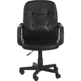 Luxe Bureaustoel Met Kunstleren Bekleding – Ergonomische Draaistoel Met Armleuningen En Wielen – In Hoogte Verstelbare Zitting – Zwart Kantoorstoel Voor Thuis Of Werkplek – 57,5 x 58 x 104 cm – Comfortabele Rugleuning 55 cm